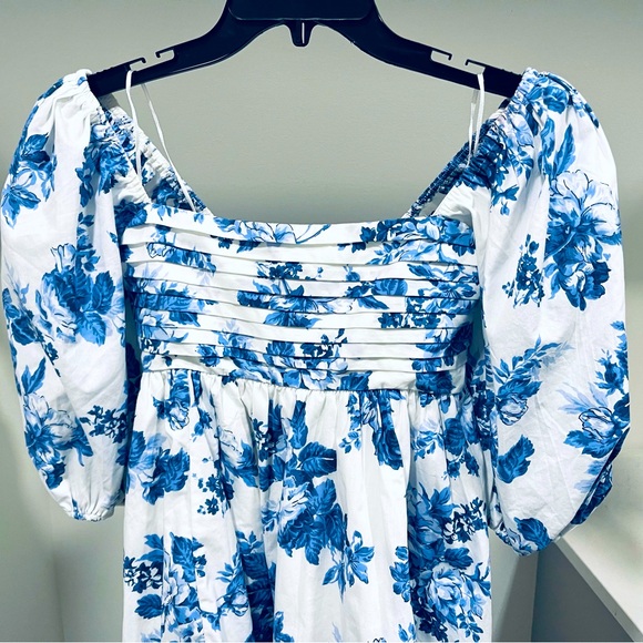 Abercrombie & Fitch Blue and White Floral Puff-Sleeve Mini Dress - Picture 4 of 14